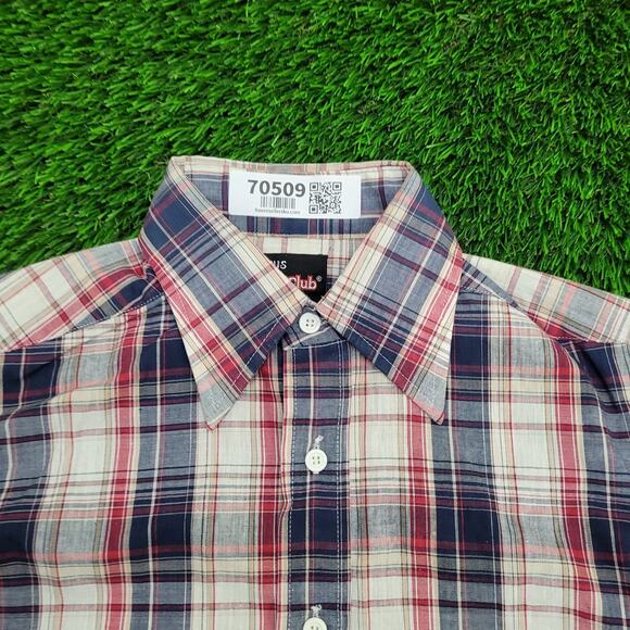 Vintage 80s Shadow Plaid Button Shirt Small 18x27 Poplin USA - Picture 3 of 10